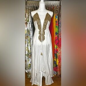 White silky maxi dress, custom designer (Manish Vaid)